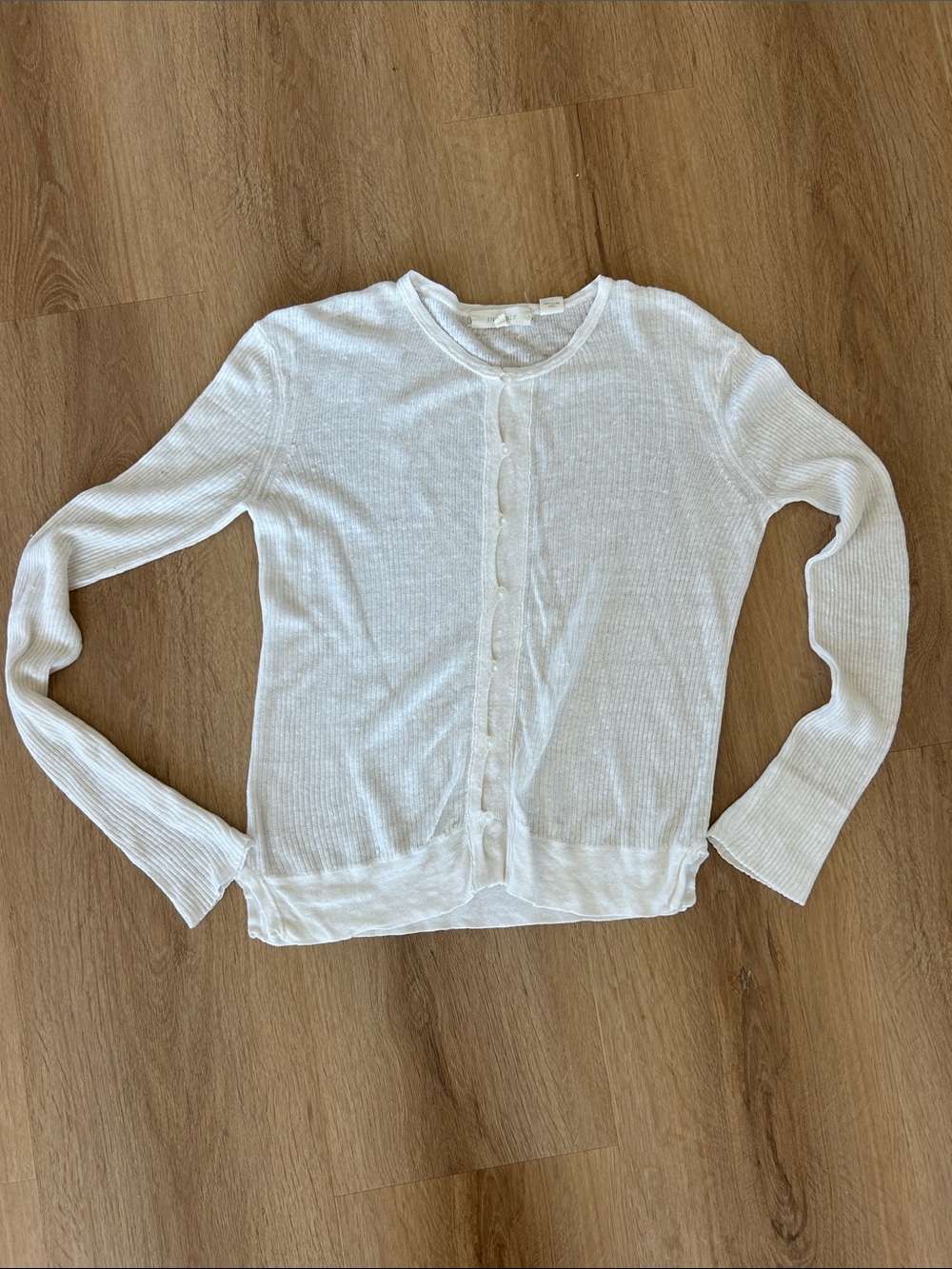 Inhabit White Lightweight Button-Front Long Sleeve Top